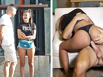 Pretty Playful Cock Sucker Gives Seductive Foot Job Delight