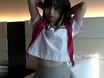 Cute Japanese Cutie Gets Facial Indoors After Hot Blowjob