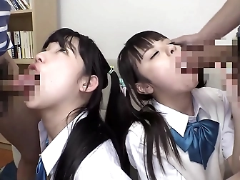 Akari Minamino Takes On Three Hard Dicks With Her Mouth Expertly